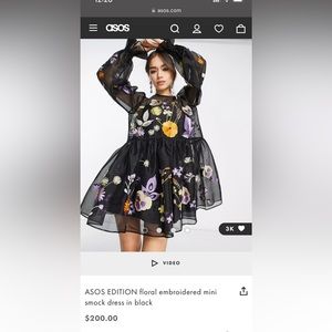 ASOS edition black embroidered dress
